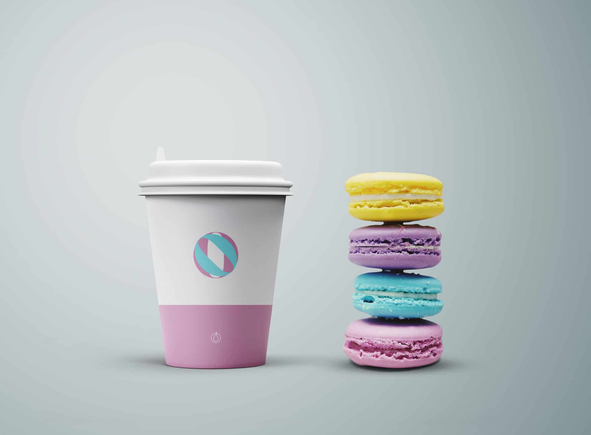 coffee cup with cookies psd mockup design