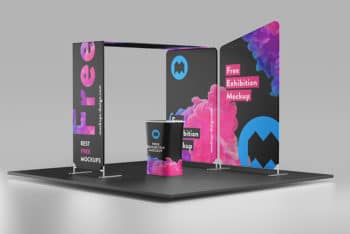 Free Colorful Exhibition Booth Mockup in PSD
