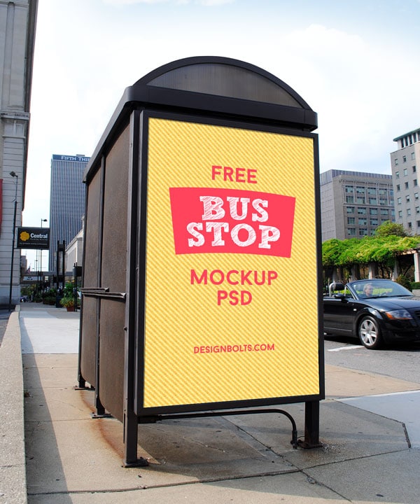Bus Stop Sign Post PSD Mockup Design