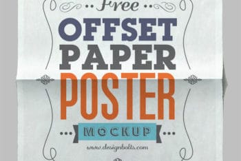 Horizontally Placed Paper Poster PSD Mockup