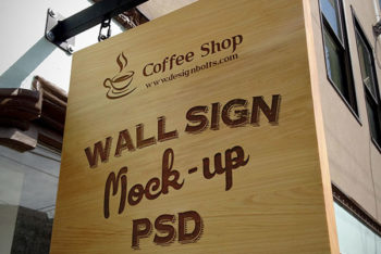 Shop Wall Sign PSD Mockup For Excellent Outdoor Advertising
