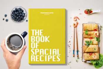 Free Book Plus Food Mockup in PSD