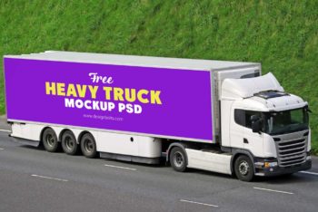 Free Heavy Duty Transport Truck Mockup