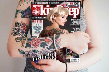 Free Magazine Plus Tattooed Woman Mockup