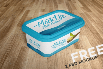 Plastic Container PSD Mockup For Useful Packaging Design