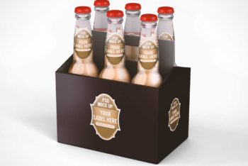 Free Six Pack Beer Case Mockup in PSD