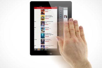 Free Tablet Hand Gestures Mockup in PSD