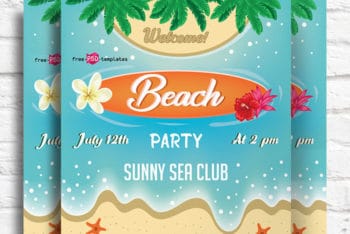 Beach Party Flyer PSD Mockup Available With Attractive Design