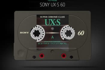 Free Sony Cassette Tape Mockup in PSD