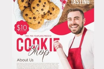 Cookie Shop Flyer PSD Mockup For Promotional Purpose