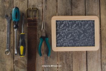 Free Dad Tools Plus Chalkboard Mockup in PSD