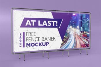 Horizontal Banner Sign Stand Mockup in PSD