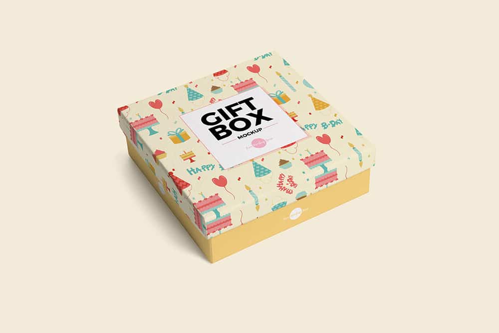 free gift box psd mockup