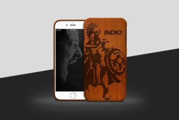 Free Wooden iPhone Case Mockup in PSD