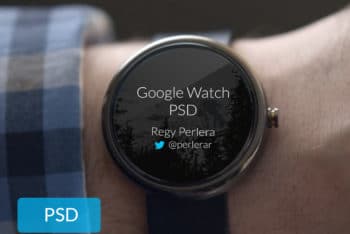 Free Google Watch Design Mockup in PSD