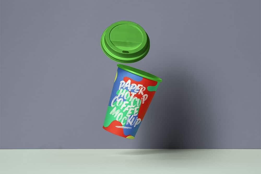gravity paper cup mockup