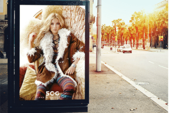 Outdoor Billboard PSD Mockup For Advertising at Bus Stops