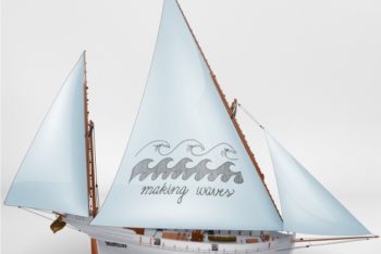 Free Modern Sailing Ship Mockup in PSD