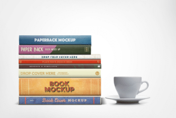 Stacked Books PSD Mockup For Free