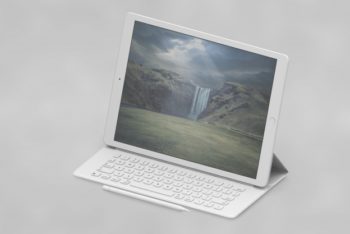 Tablet Plus Portable Keyboard Mockup Freebie