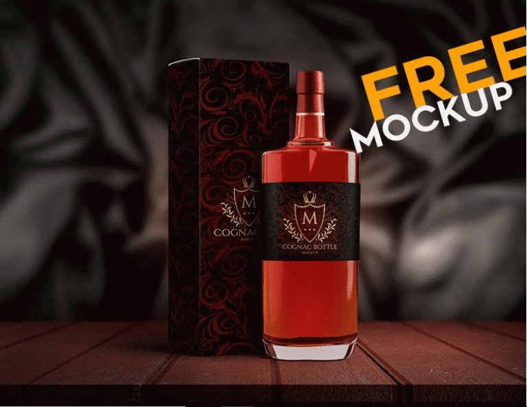 Cognac and Whisky Bottle PSD Mockup Design