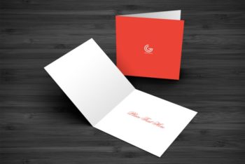 Free Square Dual Greeting Cards Mockup in PSD