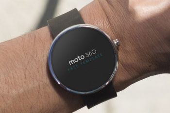 Free Realistic Moto 360 Watch Mockup in PSD