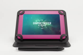 Free Customizable Colored Tablet Mockup in PSD