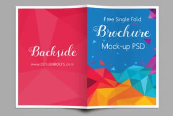 Single Fold Brochure PSD Mockup Available in A4 Size & Colorful Design