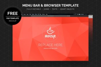 Free Menu Bar Plus Browser Mockup in PSD
