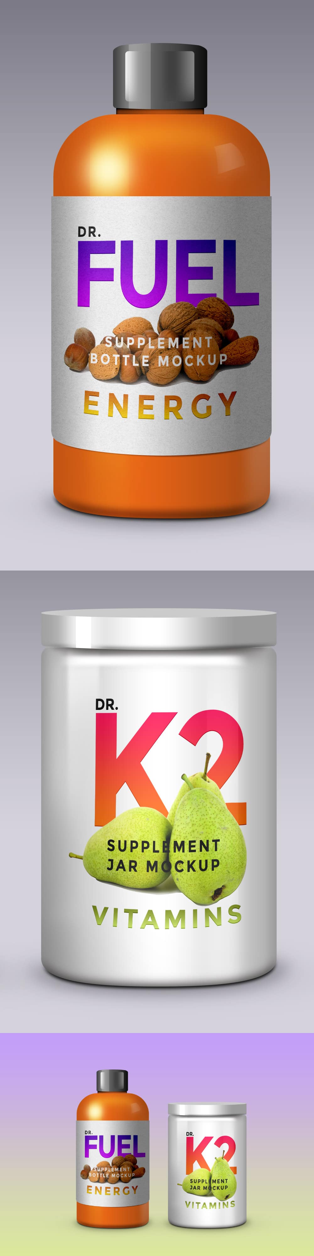 3D Supplement Products Packaging