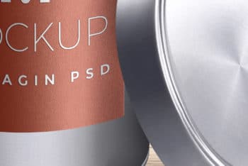 Free Cylindrical Tin Container Mockup in PSD