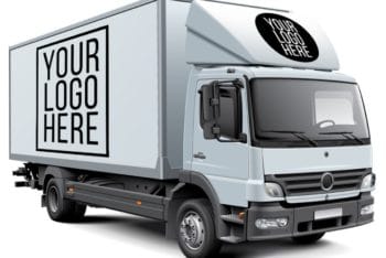 Free Huge Box Truck Design Mockup in PSD