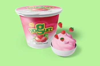 Free Yogurt Packaging Design Mockup in PSD
