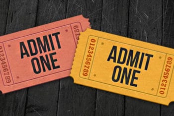 Free Realistic Admit One Ticket Mockup in PSD