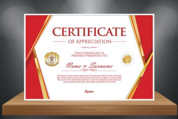 Free High Quality Certificate Mockup in PSD