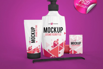 A Full Set of Cosmetic Packaging PSD Mockup