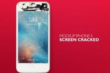 Free Cracked iPhone Scene Mockup in PSD