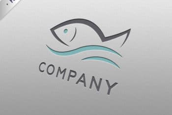 Free High Quality Fish Logo Design Mockup in PSD