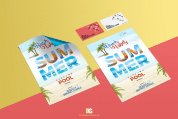 Set of Flyer and Business Card PSD Mockup