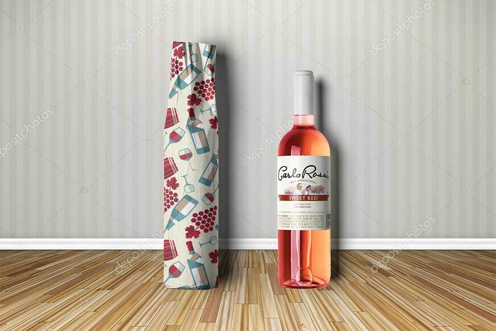wine bottle packaging mockup