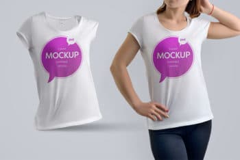 Free Woman T-shirt PSD Mockup
