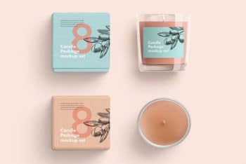 Free Glass Candle Mockup In PSD