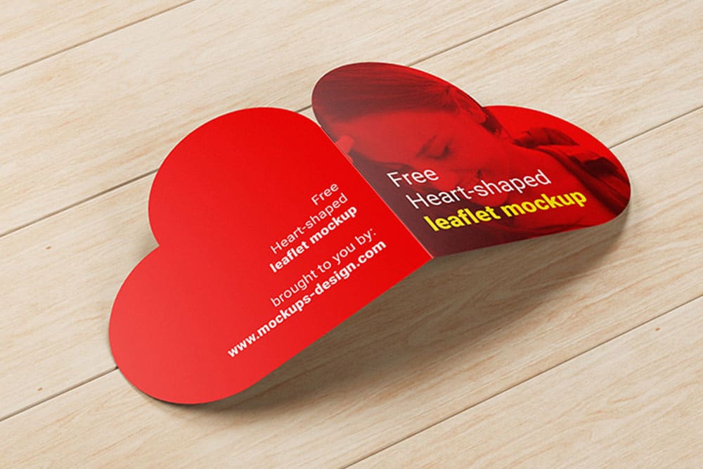 heart shaped leaflet mockup