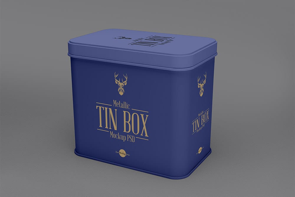 metallic tin box mockup