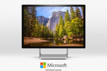 Free Microsoft Surface Desktop Mockup in PSD