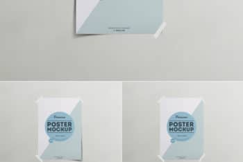 Free Taped Poster Template Mockup in PSD