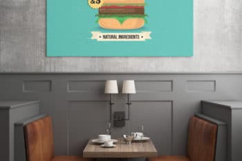 Free Restaurant Wall Poster Mockup in PSD