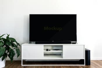 Free Large Flatscreen TV Set Mockup in PSD