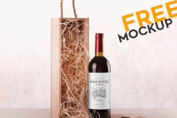 Print-ready Free Wine Bottle PSD Mockup